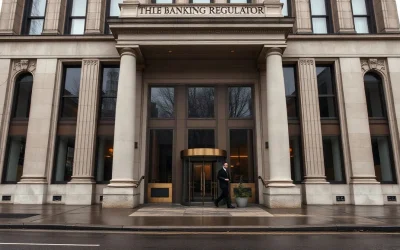 Federal banking regulator headquarters in Washington, D.C., where a bank trade group filed suit over crypto charters