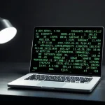 Laptop displaying cryptographic hash readouts used in LayerZero's Aerie signature research