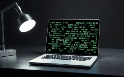 Laptop displaying cryptographic hash readouts used in LayerZero's Aerie signature research