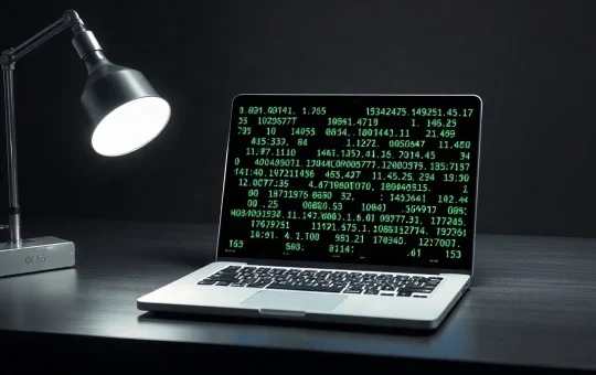 Laptop displaying cryptographic hash readouts used in LayerZero's Aerie signature research