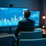 Compliance analyst reviewing risk dashboards for stablecoin payment screening