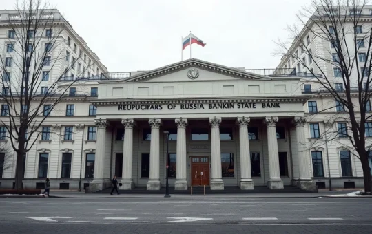 Exterior view of the headquarters building of Russia's largest state bank, which won bitcoin custody approval