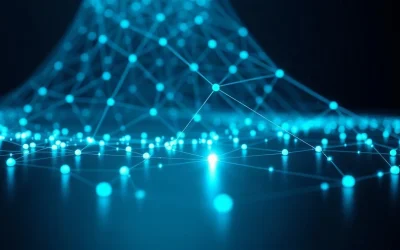 Glowing network of connected nodes on a dark background representing XRP wallet growth